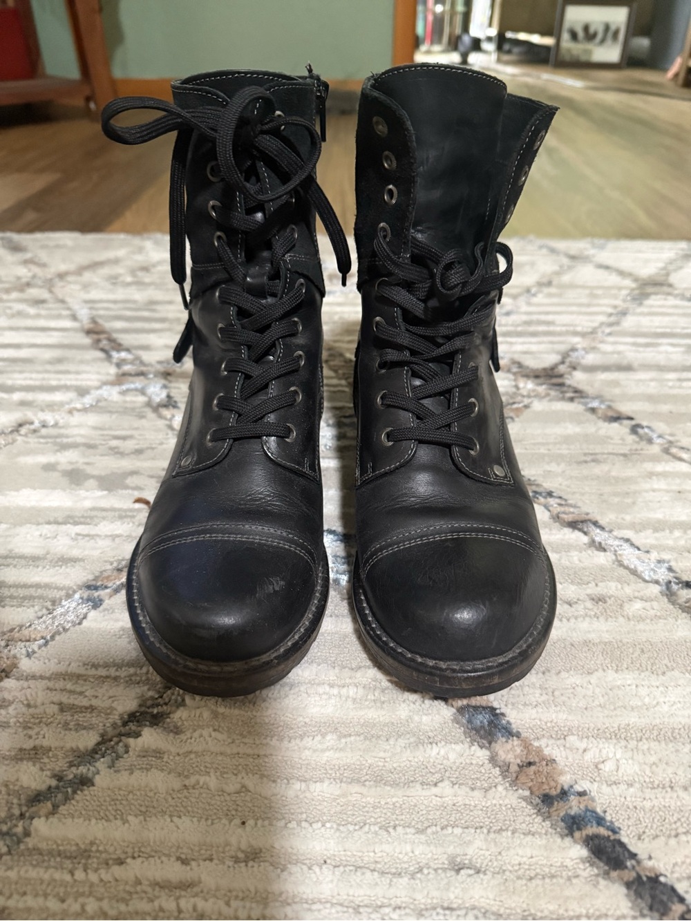 Taos Black Leather Lace-Up Boots